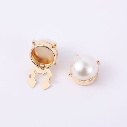 Round Pearl 18K Gold White Anti Tarnish Single Shirt Button Cover For Unisex-Gold