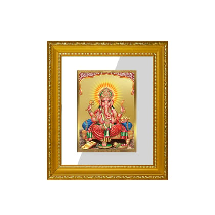 DIVINITI Ganesha Gold Plated Wall Photo Frame| DG Frame 101  SIZE 1Wall Photo Frame and 24K Gold Plated Foil| Religious Photo Frame Idol ForGifts Items (15.5CMX13.5CM)