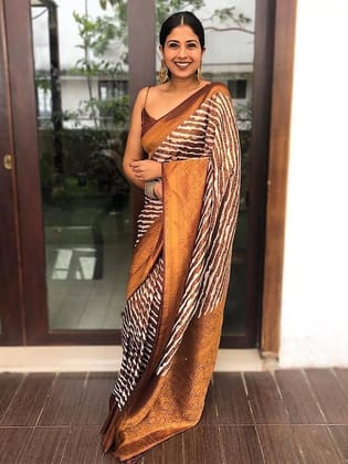 Ethnic Motifs Woven Design Zari Banarasi Saree