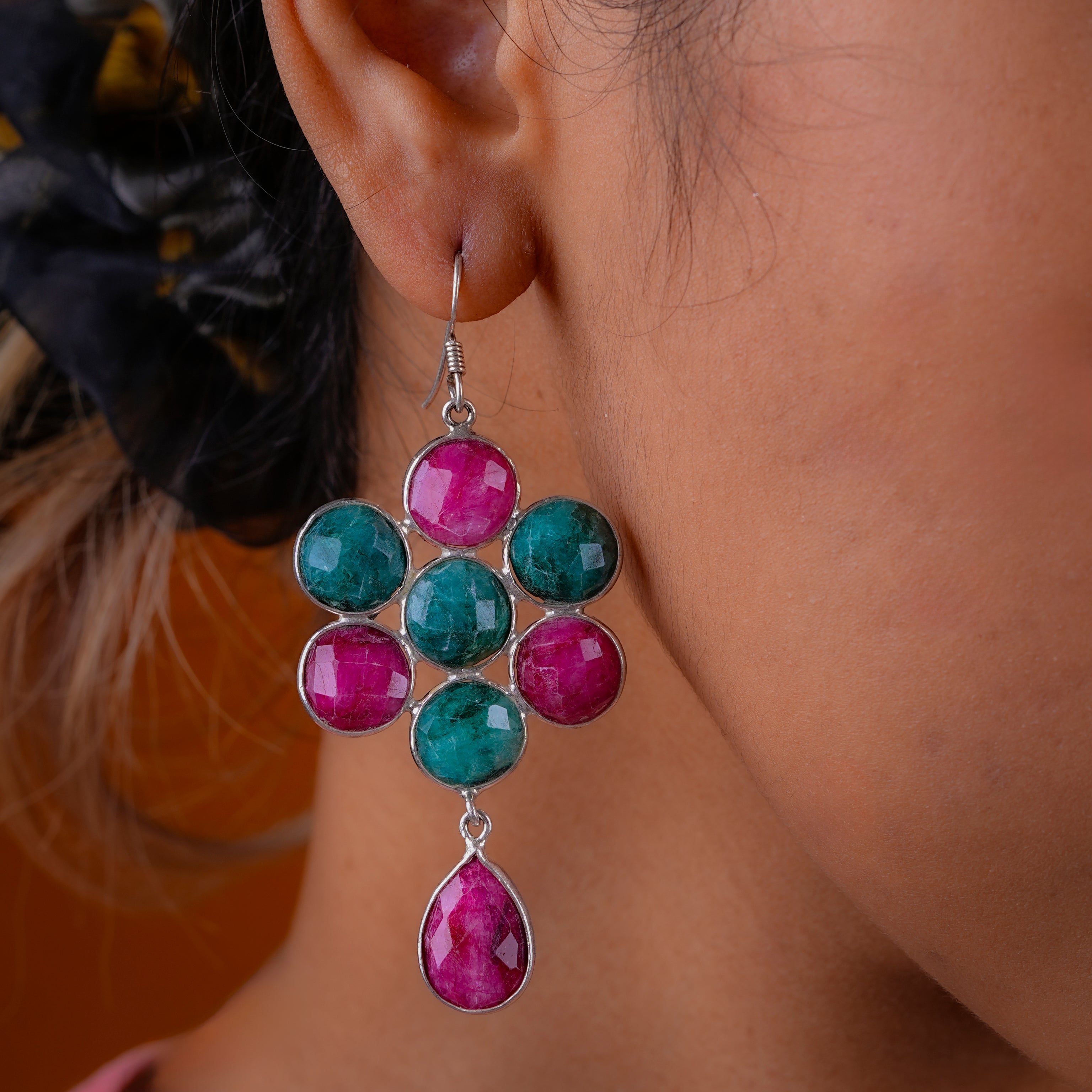 Ruby Emerald Earrings