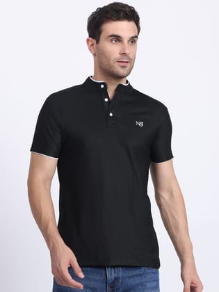 Black Us Polo Henley Neck T-shirt-M