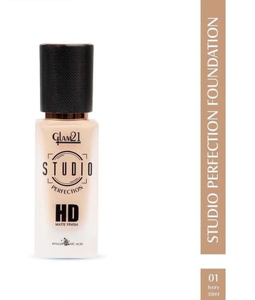 Glam21 Studio Perfection HD Matte Foundation Oil Control Long Stay Smudge & Waterproof 30ml Ivory-01