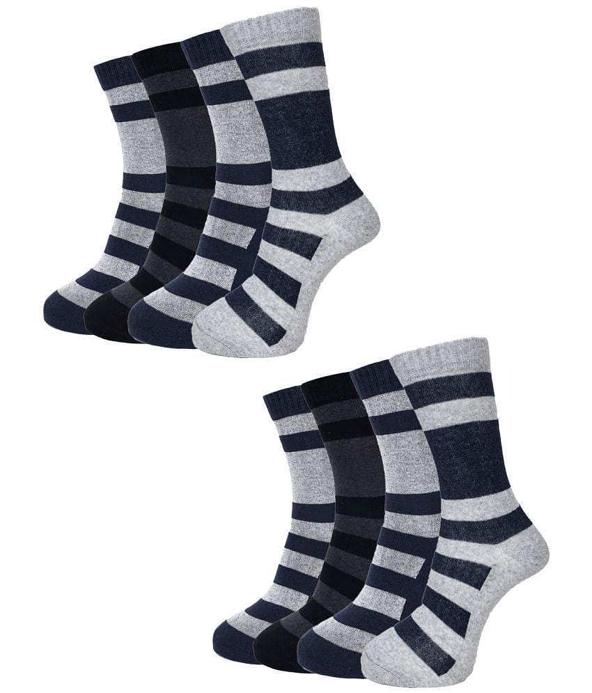 Dollar Cotton Blend Mens Self Design Dark Grey Ankle Length Socks ( Pack of 8 ) - Dark Grey