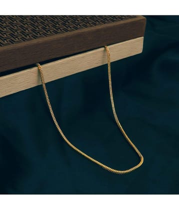 Fashion Frill Dazzling Thin Gold Plated Golden Neck Chain For Men Boys  28 Inches - None