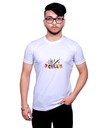NITYANAND CREATIONS Round Neck White Holi T-Shirt for MEN-HOLI-T-SHIRT-11574-S