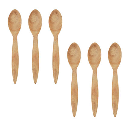 Rijuh Wooden Spoon | Made with Neem wood | Best for scooping and serving-Pack of 6