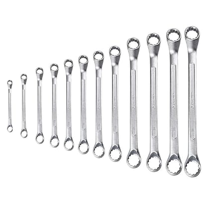 Eastman Bi-Hexagonal Ring Spanners - Shallow Offset - Crv Set Of 10 Pcs, Kit-07-101SD,Automotive Spanner Kit Chrome Vanadium Steel, Chrome Plated Ideal For Mechanical Work and Automotive Work (E-2007)