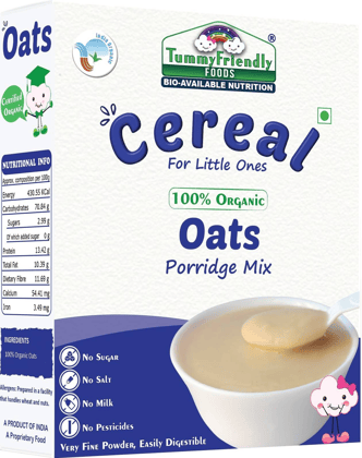 TummyFriendly Foods Certified 100% Organic Oats Porridge Mix, Organic Baby Food For 6 Months Old, Rich in Beta-Glucan, Protein & Fibre, Cereal, 200 gm