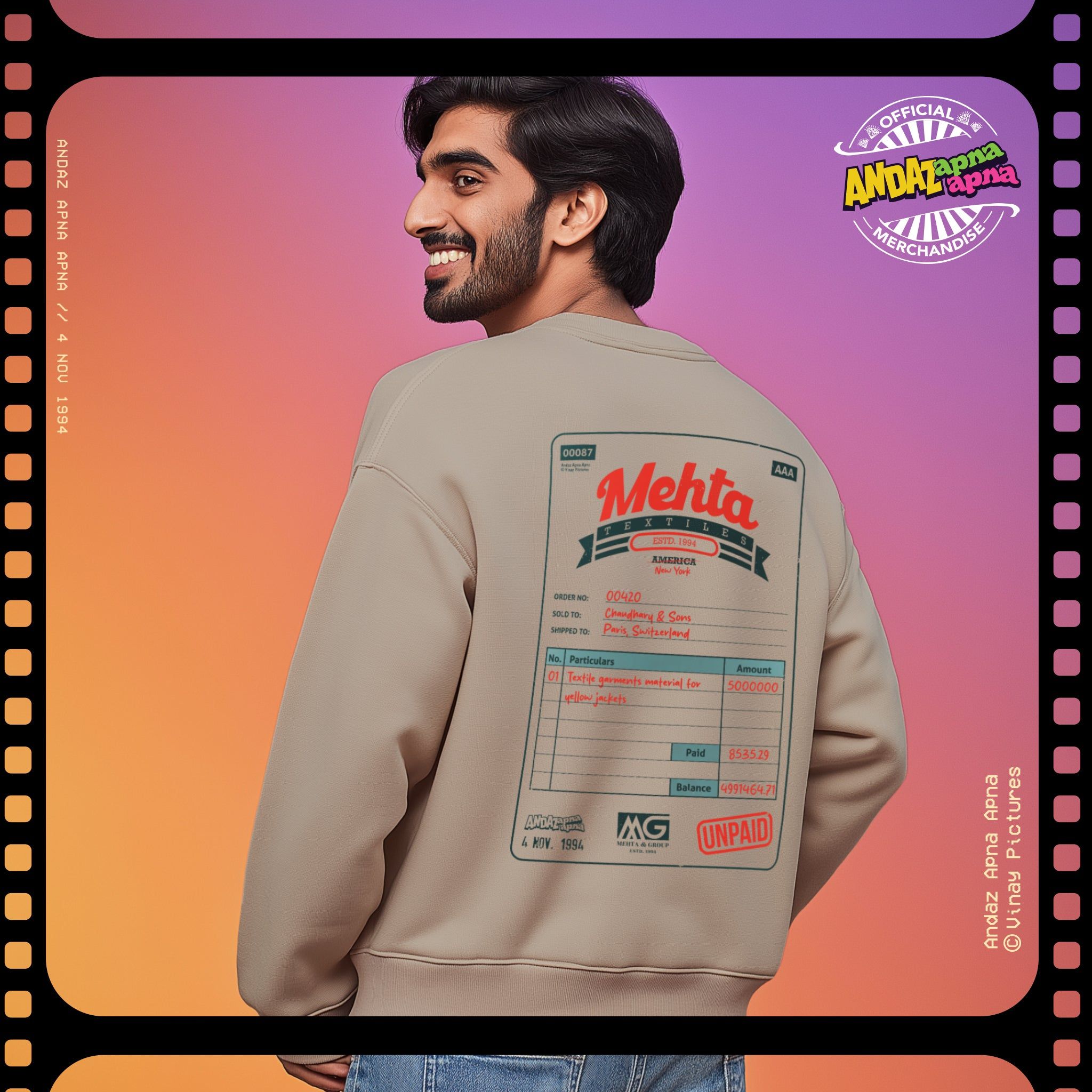 Andaz Apna Apna: Mehta Textiles Oversized Sweatshirt-S