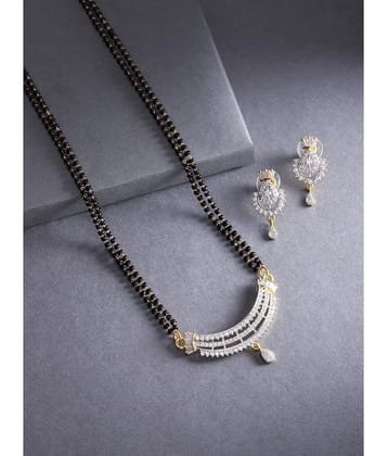 PUJVI Silver Mangalsutra Set ( Pack of 1 ) - Silver