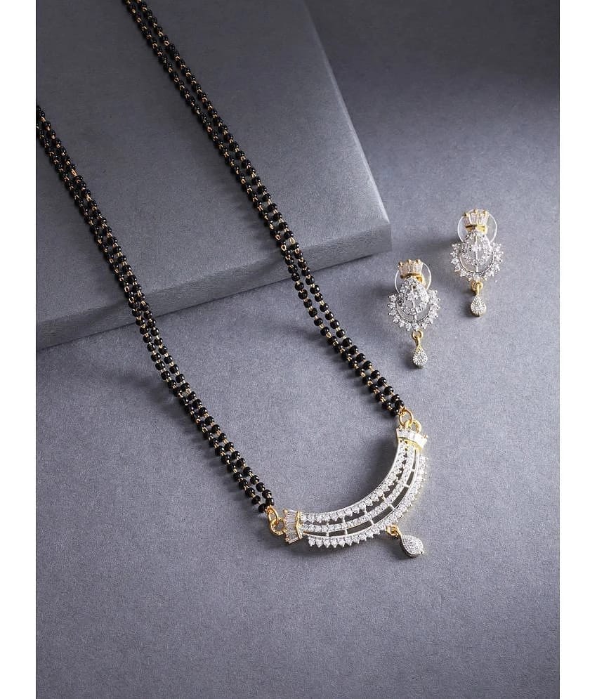 PUJVI Silver Mangalsutra Set ( Pack of 1 ) - Silver
