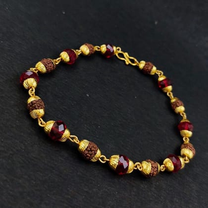 Adorable Gold Plated Rudraksha Bracelet For Men-Gold