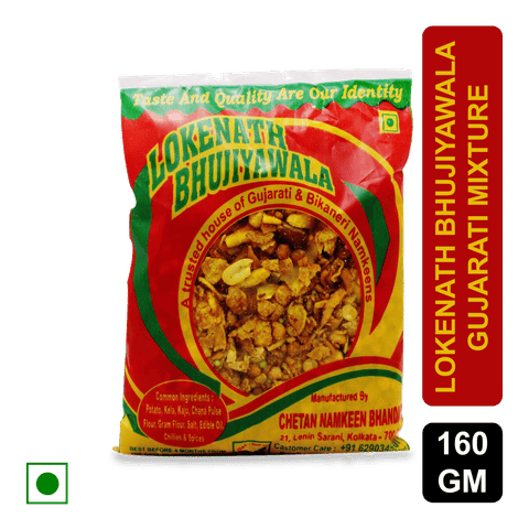 Lokenath Bhujiawala Gujrati Mixture (Gujarati & Bikaneri Namkeens), 160 gm Pack