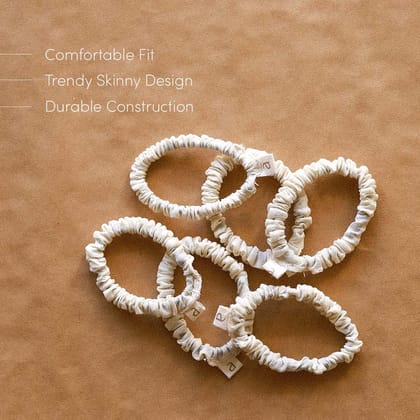 AKIIKO BASICS - Super Skinny Scrunchie (Pack Of 6)-Regular / Cotton Canvas - Natural