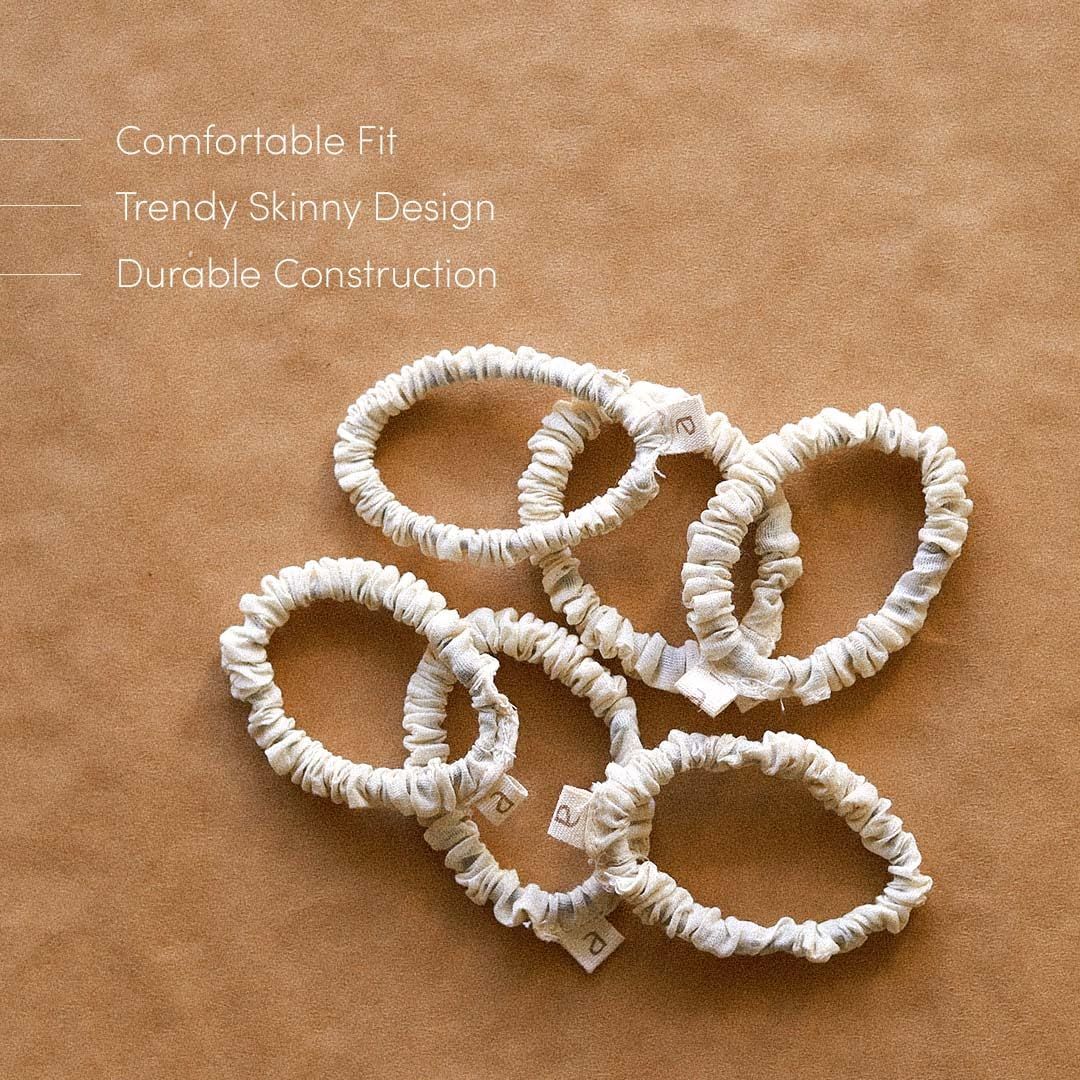 AKIIKO BASICS - Super Skinny Scrunchie (Pack Of 6)-Regular / Cotton Canvas - Natural