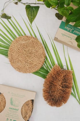 Almitra Sustainables Coconut Fiber- Coir Scrub &amp; Vegetable Cleaner