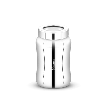 MAXIMA Tulip Stainless Steel Canister - Elegant Circular Design for Tea, Coffee, and Spices | Leak Proof | Airtight Kitchen Storage Container (900ml, SI-2103)