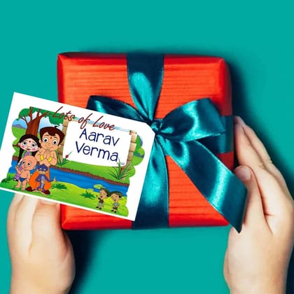 Gift tags / Gift Stickers - Chota Bheem-Lots Of Love / Flat Cards - No Ribbons / Set of 10