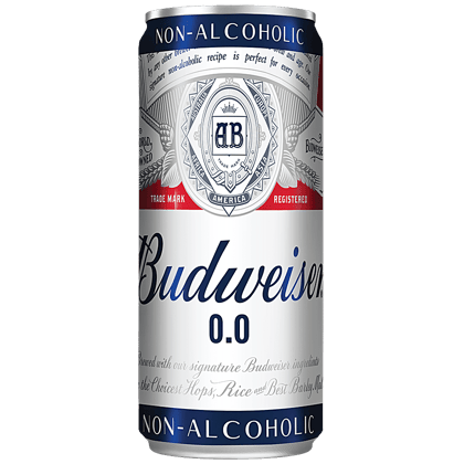 Budweiser 0.0 Non-Alcoholic Beer, 330 Ml Can