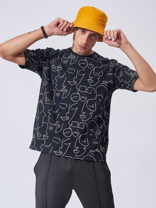Doodle Black Oversized T-Shirt-S