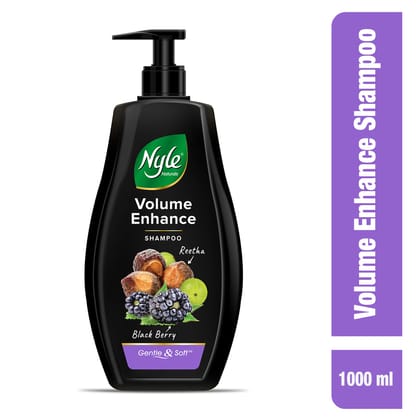 Nyle Naturals Volume Enhance Shampoo, 1L | For Voluminous Hair With Reetha, Blackberry & Amla | Gentle & Soft Shampoo For Men & Women