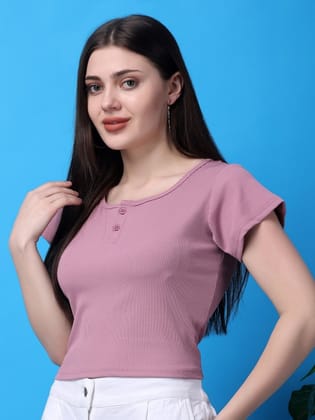 Round Neck Solid Cotton Top