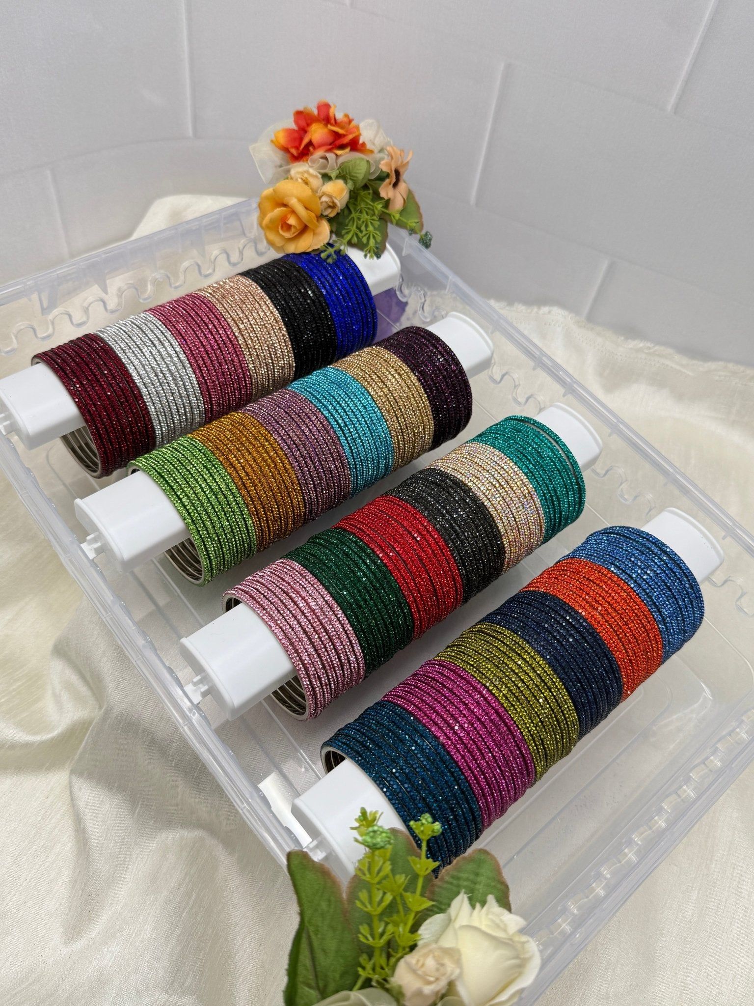 Luxurious Metal Bangles Set with Box 011 (24 Colours)-2.4