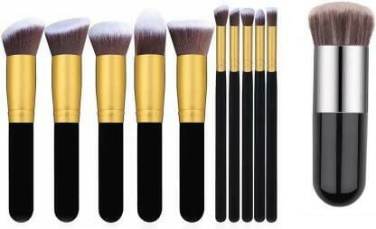 Bingeable 10Pcs Natural Cosmetic Kits Makeup Set Brushes (Pack of 10 - Black)