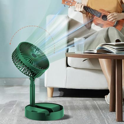 4642 Telescopic Electric Desktop Fan, Height Adjustable, Foldable & Portable for Travel/Carry | Silent Table Top Personal Fan for Bedside, Office Table (Battery Not Include)