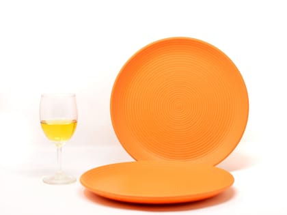 Kitchenwala Decorative Serving Plates Orange Colour (Set of 2)