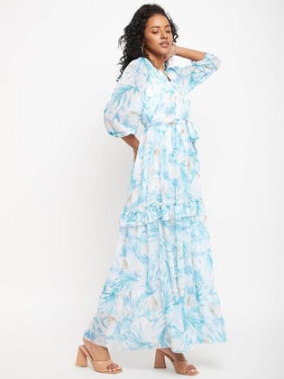 Floral Print Georgette Maxi Dress
