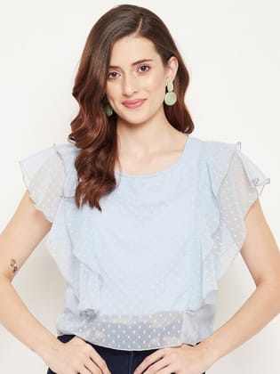 Purple Ruffles Georgette Top