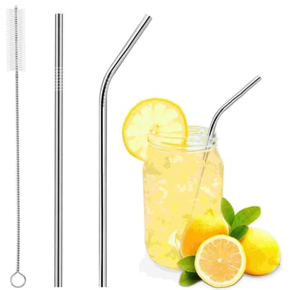 Yacht Stainless Steel Reusable Drinking Metal Straws BPA-FREE, Thick, Pack of 3 Pieces