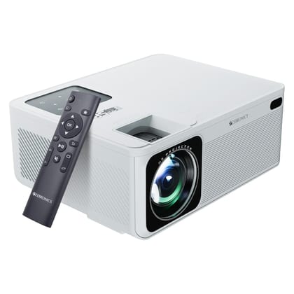 Zebronics PIXAPLAY 58 Smart Projector, 11500 Lumens, 4K Support, 210 Inch Screen Size, Quad Core Processor- White