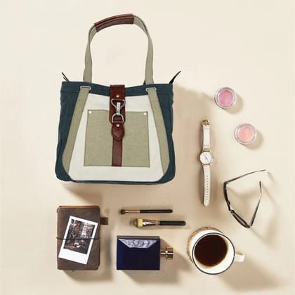 Mona B Canvas Handbag for Women | Zipper Tote Bag for Shopping, Travel | Shoulder Bags for Women (Multi-Coloured) - M-4511
