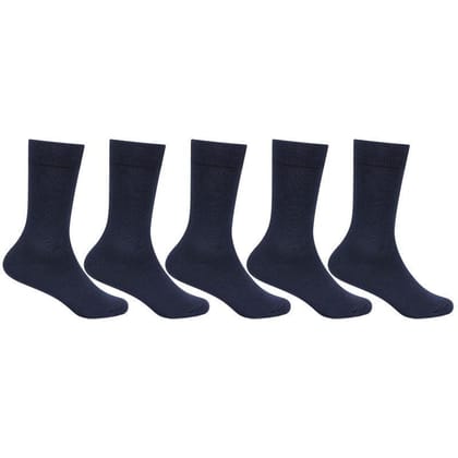 Kids Plain Navy Cotton School Socks - Pack of 5 Navy 3 -5 Years