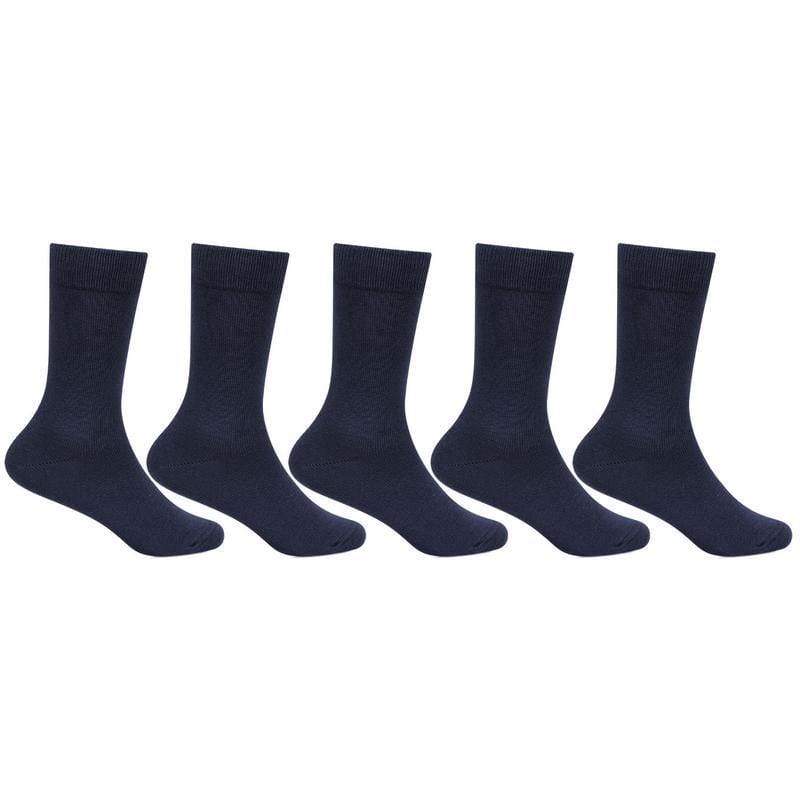 Kids Plain Navy Cotton School Socks - Pack of 5 Navy 3 -5 Years