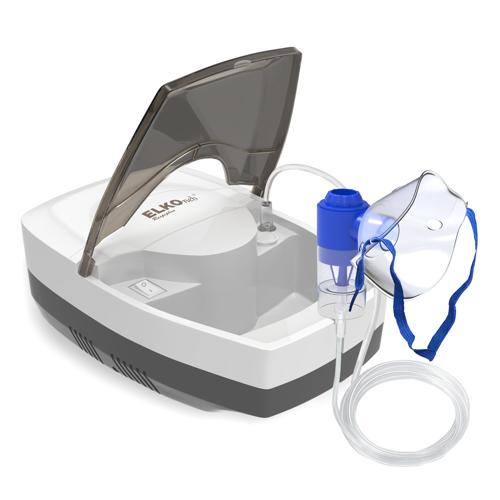 ELKO Respiplus Piston Compressor Nebulizer Machine with Complete Mask Kit-white and blue