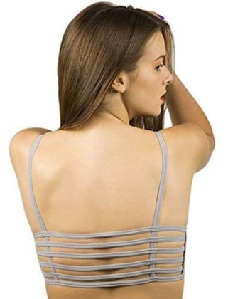 Manpasand Girls' Cotton & Polyester Lightly Padded, With Removable Pads Non-Wired Bralette Bra (Bra_49-QQ_Grey_Free Size)