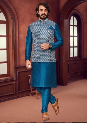 Firozi Lakhnavi work Waistcoat, Nehru Jacket, ethnic jacket (only Waistcoat)-M