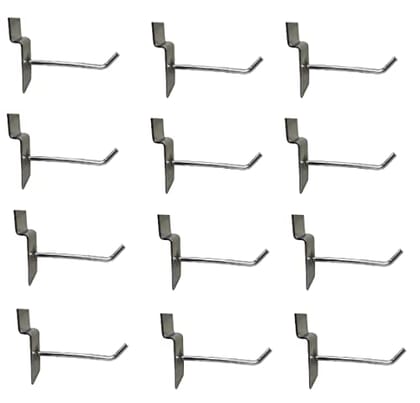 Q1 Beads 12 Pcs 10" Stainless Steel Slatwall Panel Display Hook Hanger for Showroom/Mobile Shop/Wall Mount/Clothes (10 Inch) Pack of 12 Pcs.