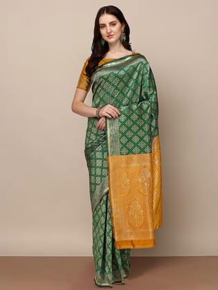 Ethnic Motifs Woven Design Zari Saree