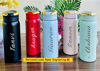 Matte Finish Stainless Steel Bottle - 500ml-Without Personalised Name Engraving / Green