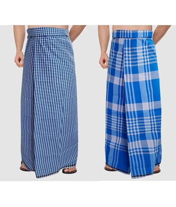 Feather Green - Multi Cotton Blend Mens Lungi ( Pack of 2 ) - None