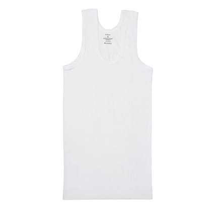 Men's Cotton Ribbed Sleeveless White Vest - Stretch-fit White S