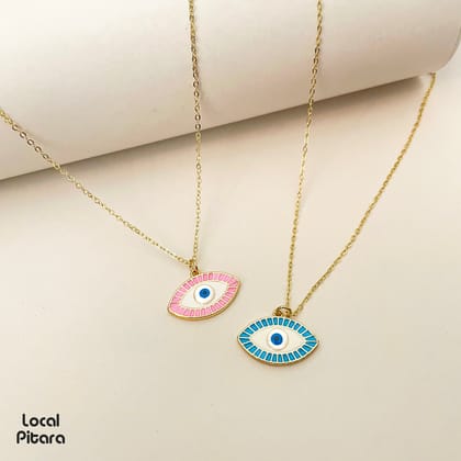 Colored Evil Eye Necklace-Pink