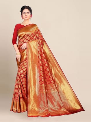 Ethnic Motif Woven Design Zari Banarasi Saree