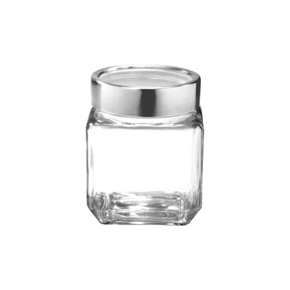Yera X-Series KPM 310 ML Glass Storage Jar with Steel Lid | Transparent | Set of 3 Pcs