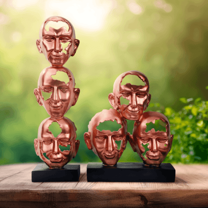 Stacked Faces Sculpture