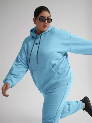 || PLUS SIZE ICE BLUE THERMAL CO-ORD SET (HOODIE & JOGGER COMBO) ||-X-Large